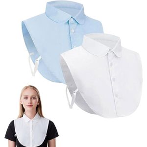 Blouses & tunieken voor dames - Nepkraag met ronde hals (2 stuks) - Blauw en wit - Comfortabele en elegante stijl voor pendelaars