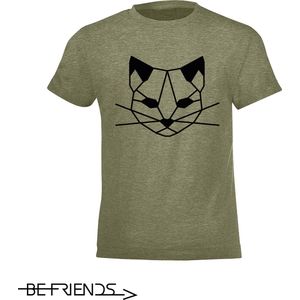 Be Friends T-Shirt - Kat - Heren - Kaki - Maat S