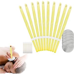 Zeynomax - Natuurlijke Bijenwaskaarsen voor Oorreiniging en Stressvermindering - Set van 10 met Wattenstaafjes en Beschermschijven - Ontspanning en Slaapverbetering voor Volwassenen