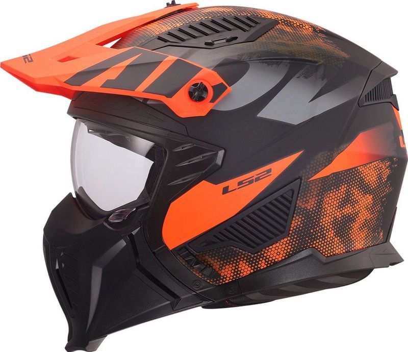 LS2 - OF606 Drifter - Helm - Gas Grijs Oranje - Inclusief Helder en Smoke Zonnevizier