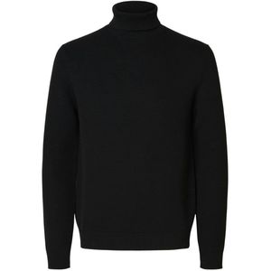 Selected Homme - SLHDANE LS KNIT STRUCTURE ROLL NECK - Heren Trui - Zwart - Regular Fit