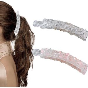 Allecto Plus - Set van 2 elegante bananenhaarspelden voor dames met grove krullen