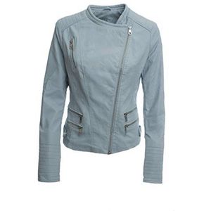 Korte bikerjas voor dames van kunstleer met zakken