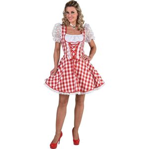Magic By Freddy's - Boeren Tirol & Oktoberfest Kostuum - Bierfeest Dirndl Brabants Bont - Vrouw - Rood, Wit / Beige - Medium - Bierfeest - Verkleedkleding