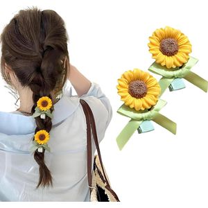 Brenzoos - Set van 4 bloemige haarklemmen met pareldecoratie - Zomerse haaraccessoires voor vrouwen en meisjes, geschikt voor strand, feest en bruiloft - Groen-Natuurlijk thema