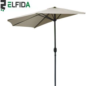 Elfida - Parasol met Beschermhoes - Balkonparasol - 270x135cm - Hoogte van 245cm - Beige
