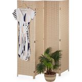 Relaxdays kamerscherm - 4-delig - scheidingswand - 170 cm - paravent - lichtbruin