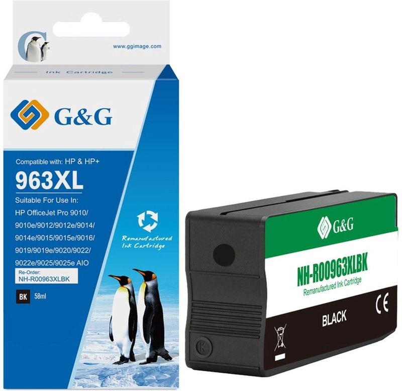 G&G 963 XL Inktcartridge Geschikt voor HP 963 963XL -Zwart - Hoge Capaciteit