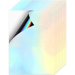 Sticker Paper voor Printer A4 - Waterproof Sticker Paper - Holographic Vinyl Paper - Shiny Rainbow Self-Adhesive Printer Paper - Sneldrogende Sticker Paper voor Inkjet/Laser Printer