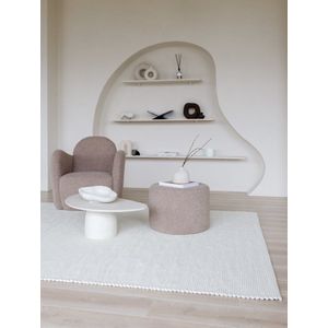 Rond Wollen Vloerkleed wit Vik - Wol - 140 x 200 cm - (S)