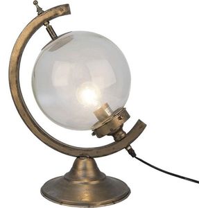 Tafellamp 36*25*49 cm E27/max 1*40W Goudkleurig Ijzer, Glas Rond Wereldbol Bureaulamp Nachtlampje