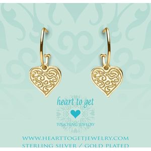 Heart to Get 925 Sterling Zilveren Goudkleurige Bohemian Heart Drawing Oorbellen  - Goud