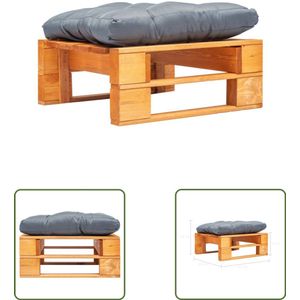 vidaXL Tuinpoef met grijs kussen, honingbruin hout Tuinstoel - Buis Stoelen - Lounge Set - Outdoor Meubels - Pallets Bank