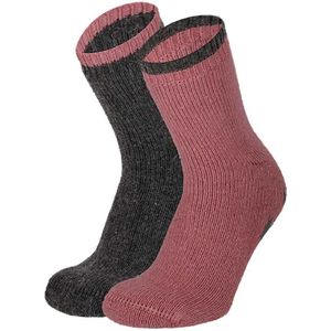 Apollo dames huissokken - alpaca wol - 2pack - multi pink - anti slip - maat 35/38
