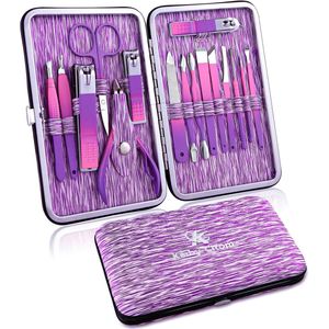 Professionele Manicure Set - 16 Stuks Nagel en Pedicure Tools voor Dames, Roestvrij Staal, Draagbare Grooming Kit voor Thuis en Reizen