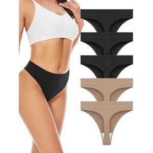 Zonder-naad String-Tangas voor Vrouwen - Onzichtbare Hoge-Taille Culottes in Set van 5
