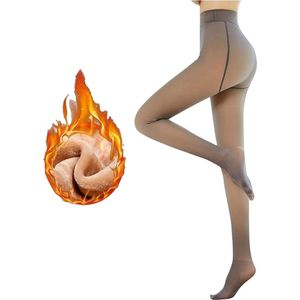 Vrouwen Fleece Gevoerde Panty Nep Doorschijnende Thermische Panty Stretchy Hoge Taille Leggings Winter Warm Sheer Dikke Panty, Koffie Transparant 320g voor -5~10℃
