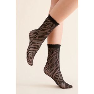 Panty Sokjes - Zebraprint - Zwart - Maat: One size - Model: Ama