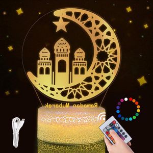 Decoratieve LED-lamp voor Ramadan en Eid - Maan en Ster Nachtlamp met Afstandsbediening 16 Kleuren