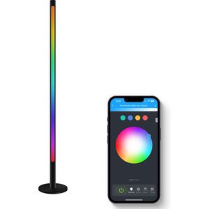 FlinQ Xyro LED Slimme Vloerlamp - Staande Lamp - Alexa & Google Assistant - RGB - Zwart