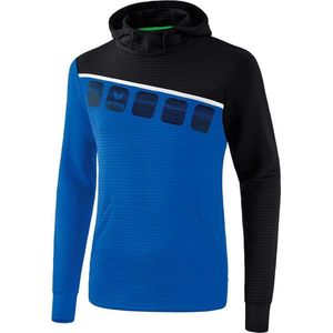 Erima Teamline 5-C Sweatshirt met Capuchon Kind New Royal-Zwart-Wit Maat 152