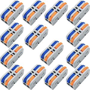 14 stuks Nieuwe mini Hefboommoerconnector SPL-2M Compacte Draadconnectoren Snelklemmenblok Kabelconnector (veelkleurig)