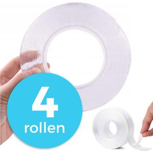 Klustape - Nano Tape - Transparant - 4-pack - 5 Meter Lang - Dubbelzijdig Plakband Extra Sterk