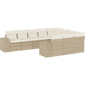 vidaXL Loungeset 10-delig - Beige - Inclusief Kussens