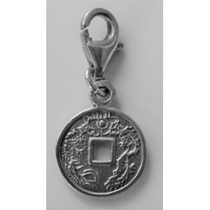 Zilveren bedel I-Ching muntje
