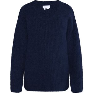 usha - Lynnea - Trui - Marine - Geribbeld Gebreid - V-hals - Lange Mouw