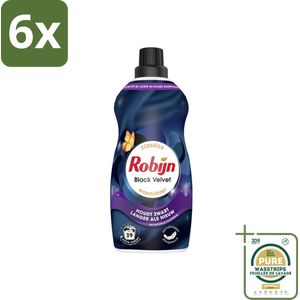 Robijn – Vloeibaar Wasmiddel – Klein & Krachtig Black Velvet – 1,19 L - Voordeelverpakking - 6 stuks - Wasmiddel zwart - Kleurbehoud