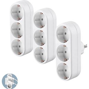 Stopcontact Splitter - Verdeelstekker - Verloopstekker 3-voudig - Wit - Met Randaarde