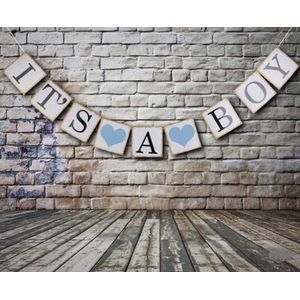 Vintage geboorte versiering letter slinger / vlag - It's a boy - Het is een jongen - Guirlande - Banner - Babyshower - Baby Shower- Feest - Vlag babykamer - Raam hanger  | DH collection