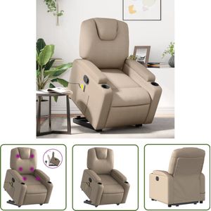 vidaXL Massageruimte - Stapstoel - Sta-op-massagestoel verstelbaar kunstleer cappuccinokleurig - Ergonomisch Ontwerp - Zitzak - Kapstok