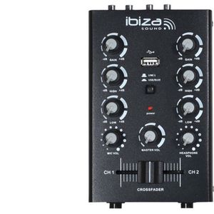 Ibiza Sound MIX500BT 2 kanaals USB mengpaneel met Bluetooth