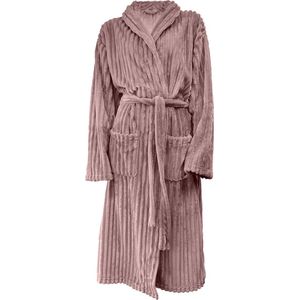 Eleganzzz Teddy Rib Fleece Uni Badjas - Old Rose - XL - Badjas Dames - Badjas Heren