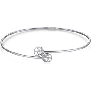 Twice As Nice Armband in zilver, bangle, 2 levensbomen 6 cm