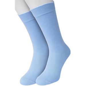 Bonnie Doon Basic Sokken Heren Licht Blauw maat 40/46 - 2 paar - Basis Katoenen Sok - Gladde Naden - Brede Boord - Uitstekend Draagcomfort - Perfecte Pasvorm - 2-pack - Multipack - Effen - Lichtblauw - Poederblauw - Powder Blue - OL6324012.328
