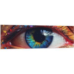 Vlag - Oog - Wimpers - Kleuren - Regenboog - 150x50 cm Foto op Polyester Vlag