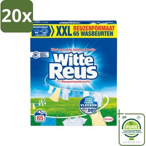 20 x Witte Reus - Waspoeder - Witte Was - 65 Wasbeurten - 3,25 kg - Grootverpakking - Waspoeder - Wit Was - Vlekkenverwijderaar - Wasmiddel - Gezin