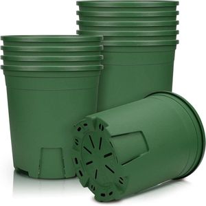 Kunststof plantenpot wortelcontrole voor kwekerij en zaailingenplanter - set van 10 stuks, groene decoratieve tuinbloempot voor binnen en buiten - bonsaiplanten, aloë, kruiden, orchideeën en meer - 17.8 cm