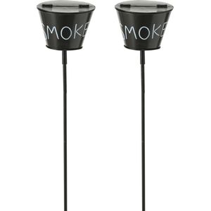 2x stuks terras asbak zwart 110 cm staand - Buiten asbakken - Tuin artikelen