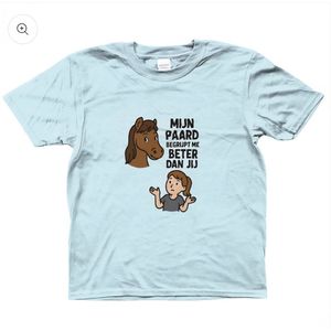 T-shirt - met opdruk - mijn paard begrijpt mij beter - blauw - 110-116