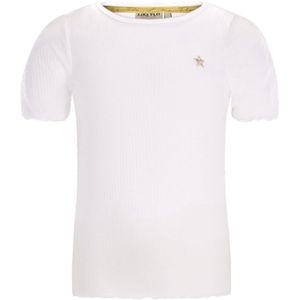 Like Flo - Elise Flo girls rib ss shirt - Off white - Maat 122-128