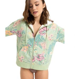 Roxy Feels Right Sweatshirt Met Rits Groen XS Vrouw