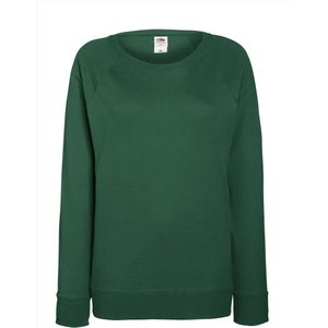 Groene sweater / sweatshirt trui met raglan mouwen en ronde hals voor dames - groen / donkergroen - basic sweaters M (38)