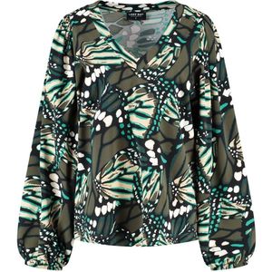 Lady Day - Tress Shirt - Veelkleurig - Overhemd - V-hals - Ballonmouwen