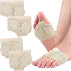 Voorvoetkussen - Inlegzool Voor Hakken - Antislip Voorvoet Inlegzolen Hakken Bescherming - Teen Beschermer Kussen - Anti Slip Sokken Pads - Fit All - Schok Dempend - Set Van 4 - Beige