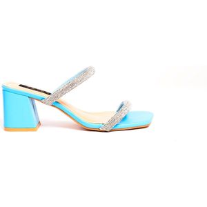 Zerba - Dames Sandalen Muiltjes - Maat 38 – Blauw Leer – Mazzini