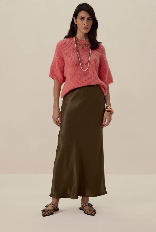 Sissy-Boy - Maxi Rok - Donkergroen - Satijnen Look